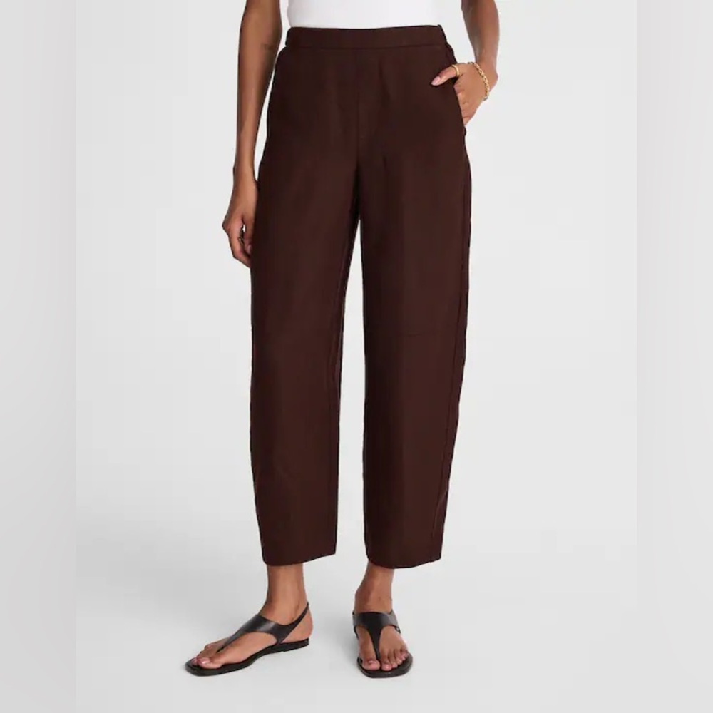 Madewell Pull-On Barrel Pants in 100% Linen - Charred Oak